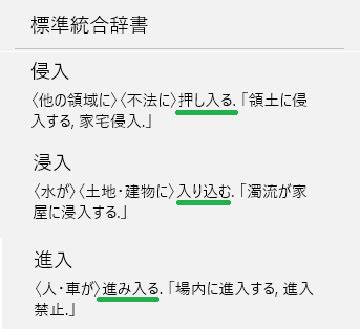 進入|「進入」「侵入」「浸入」の意味と違い